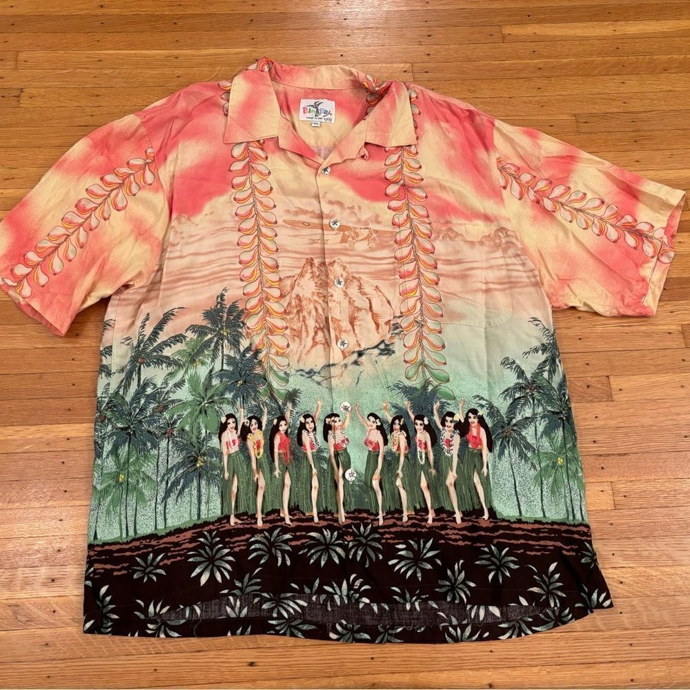 Palm Bay Hawaiian hula dancer short sleeve button down